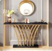 Tribesigns 59" Gold Console Table with Grid Metal Base