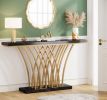 Tribesigns 59" Gold Console Table with Grid Metal Base