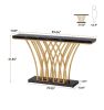 Tribesigns 59" Gold Console Table with Grid Metal Base