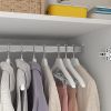 Modern White Wardrobe with Mirror, LED, and Hanging Rod