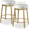 FLYZC White & Gold Counter Swivel Bar Stools - Set of 2