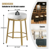 FLYZC White & Gold Counter Swivel Bar Stools - Set of 2