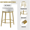 FLYZC White & Gold Counter Swivel Bar Stools - Set of 2