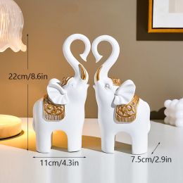 Resin Couple Elephant Figurines for Home Decoration