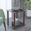 Modern 2-Tier Space End Table by Yeah Depot (Black + Walnut)