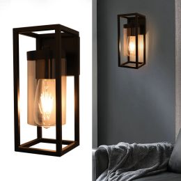 Vintage Glass Wall Sconce Lamp w/  Metal Cage Light Fixture