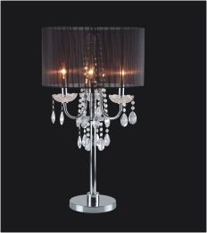 29.5" Black/Chrome Crystal Inspired Table Lamp (1PC)