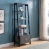 Distressed Grey & Black Bookshelf by Yeah Depot