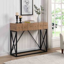 43.31-Inch Industrial Wood Console Table with Two Drawers by Yeah Depot