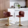 Swivel Barstools w/ Adjustable Seat Height & Whole Back Tufted (Wine Red, Burgundy, Set of 2)
