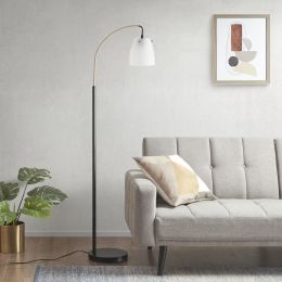 Bristol Arched Metal Floor Lamp w/ Frosted Glass Shade