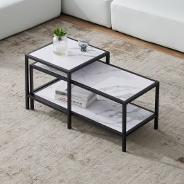 Modern Wood-Marble Color Top Nesting Coffee Table Set