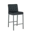 Modern Design High Counter Bar Stool with Metal Legs (Black, Set of 2)