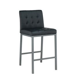 Modern Design High Counter Bar Stool with Metal Legs (Black, Set of 2)