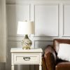 Pelion 20" Modern LED Table Lamp w/ Linen Shade & Glass Base