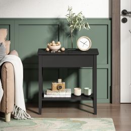 American Heritage Flip-Top End Table w/ Storage Shelf in Black