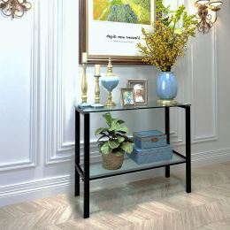2-layer Tempered Glass Rectangular Console Table