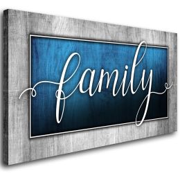 Serene Family Bonds Navy Blue Canvas Wall Art