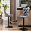 Modern Upholstered Bar Stools w/ Tufted Backs (Gray, Set of 2)