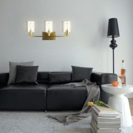 Golden 3-Light Modern Wall Sconce with Clear Glass Shade
