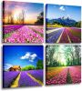 Tulip Lavender Field Colorful Flowers Canvas Giclee Prints