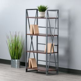 Winsome Wood Isa 4-Tier Shelf; Graphite & Walnut