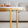 Modern Nesting Coffee Table w/ Golden Metal Frame & Marble Color Top (Set of 2)