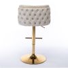 Swivel Barstools w/ Adjustable Seat Height and Whole Tufted Back (Beige, Set of 2)