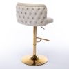 Swivel Barstools w/ Adjustable Seat Height and Whole Tufted Back (Beige, Set of 2)