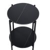 Round 2-Layer End Table w/  Whole Marble Top & Black Metal Frame by Yeah Depot