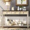 TREXM Console Table w/  Drawers and Long Shelf by Yeah Depot (Beige)
