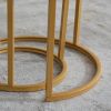 Modern Nesting Coffee Table w/ Golden Metal Frame & Marble Color Top (Set of 2)