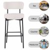 Plush Comfort White Teddy Bar Stools - 2 Piece Set with Backrest (White)