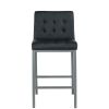 Modern Design High Counter Bar Stool with Metal Legs (Black, Set of 2)