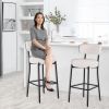 Plush Comfort White Teddy Bar Stools - 2 Piece Set with Backrest (White)