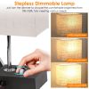 Fully Dimmable Table Lamp w/ Dual USB Ports & 2 Power Outlets