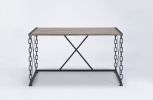ACME Jodie Console Table in Rustic Oak & Antique Black Finish