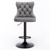 Modern Upholstered Bar Stools w/ Tufted Backs (Gray, Set of 2)