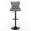 Modern Upholstered Bar Stools w/ Tufted Backs (Gray, Set of 2)