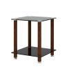 Modern 2-Tier Space End Table by Yeah Depot (Black + Walnut)