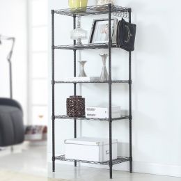 Adjustable 5-Shelf Wire Rack Organizer with Hooks
