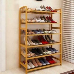 Stylish Bamboo 6-Tier Entryway Shoe Rack