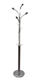 Mid-Century Wooden Chrome Coat Rack by Yeah Depot