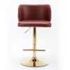 Swivel Barstools w/ Adjustable Seat Height & Whole Back Tufted (Wine Red, Burgundy, Set of 2)