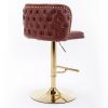 Swivel Barstools w/ Adjustable Seat Height & Whole Back Tufted (Wine Red, Burgundy, Set of 2)