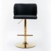 Swivel Barstools w/ Adjustable Seat Height and Whole Tufted Back (Black, Set of 2)