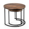 Modern Round Stacking Nesting Coffee Tables (Set of 2)-Rustic Brown