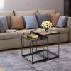 Modern Nesting End Tables w/  Metal Legs (Set of 2) -Rustic Brown