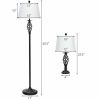 Set of 2 Table Lamps and 1 Floor Lamp w/  Fabric Shades