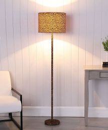 59" Faux Suede Leopard Print Floor Lamp